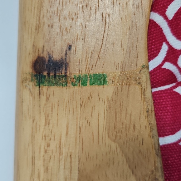 Old Navy Fabric Red & White Clutch Purse With Wooden Handles - Picture 5 of 6